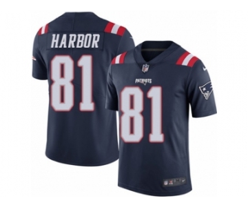 Men's Nike New England Patriots #81 Clay Harbor Limited Navy Blue Rush NFL Jersey