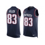 Men's Nike New England Patriots #83 Dwayne Allen Limited Navy Blue Player Name & Number Tank Top NFL Jersey