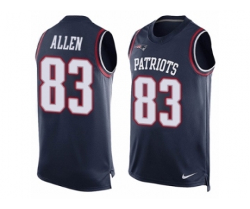 Men's Nike New England Patriots #83 Dwayne Allen Limited Navy Blue Player Name & Number Tank Top NFL Jersey