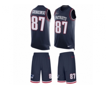 Men's Nike New England Patriots #87 Rob Gronkowski Limited Navy Blue Tank Top Suit NFL Jersey