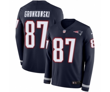 Men's Nike New England Patriots #87 Rob Gronkowski Limited Navy Blue Therma Long Sleeve NFL Jersey