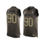 Men's Nike New England Patriots #90 Malcom Brown Limited Green Salute to Service Tank Top NFL Jersey