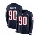 Men's Nike New England Patriots #90 Malcom Brown Limited Navy Blue Therma Long Sleeve NFL Jersey