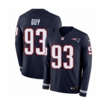 Men's Nike New England Patriots #93 Lawrence Guy Limited Navy Blue Therma Long Sleeve NFL Jersey