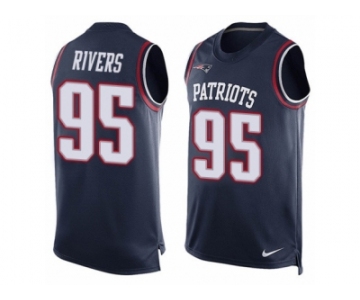 Men's Nike New England Patriots #95 Derek Rivers Limited Navy Blue Player Name & Number Tank Top NFL Jersey