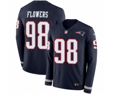 Men's Nike New England Patriots #98 Trey Flowers Limited Navy Blue Therma Long Sleeve NFL Jersey