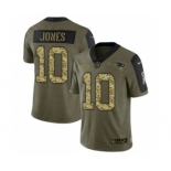 Men's Olive New England Patriots #10 Mac Jones 2021 Camo Salute To Service Limited Stitched Jersey