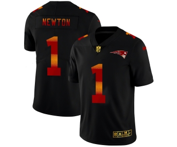 New England Patriots #1 Cam Newton Men's Black Nike Red Orange Stripe Vapor Limited NFL Jersey