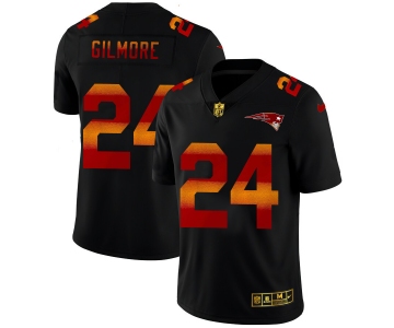 New England Patriots #24 Stephon Gilmore Men's Black Nike Red Orange Stripe Vapor Limited NFL Jersey