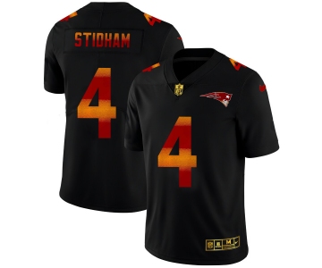 New England Patriots #4 Jarrett Stidham Men's Black Nike Red Orange Stripe Vapor Limited NFL Jersey