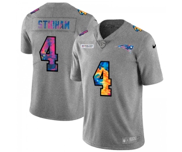 New England Patriots #4 Jarrett Stidham Men's Nike Multi-Color 2020 NFL Crucial Catch NFL Jersey Greyheather