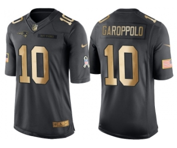 Nike New England Patriots #10 Jimmy Garoppolo Anthracite 2016 Christmas Gold Men's NFL Limited Salute to Service Jersey