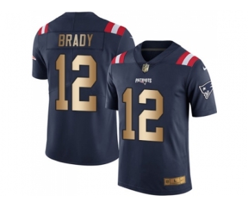 Nike New England Patriots #12 Tom Brady Navy Blue Men's Stitched NFL Limited Gold Rush Jersey