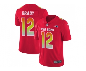 Nike New England Patriots #12 Tom Brady Red Men Stitched NFL Limited AFC 2018 Pro Bowl Jersey