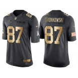 Nike New England Patriots #87 Rob Gronkowski Anthracite 2016 Christmas Gold Men's NFL Limited Salute to Service Jersey