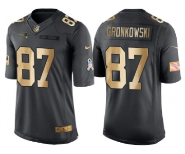 Nike New England Patriots #87 Rob Gronkowski Anthracite 2016 Christmas Gold Men's NFL Limited Salute to Service Jersey