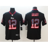 Nike Patriots #12 Tom Brady Black USA Flag Fashion Color Rush Limited Jersey