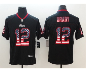 Nike Patriots #12 Tom Brady Black USA Flag Fashion Color Rush Limited Jersey