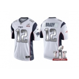 Women New England Patriots #12 Tom Brady White 2017 Super Bowl 51 Patch Steel Silver Limited Jersey