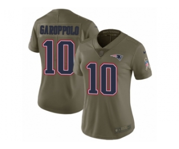 Women Nike New England Patriots #10 Jimmy Garoppolo Limited Olive 2017 Salute to Service NFL Jersey