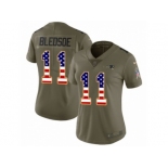 Women Nike New England Patriots #11 Drew Bledsoe Limited Olive USA Flag 2017 Salute to Service NFL Jersey