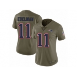 Women Nike New England Patriots #11 Julian Edelman Limited Olive 2017 Salute to Service NFL Jersey