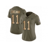 Women Nike New England Patriots #11 Julian Edelman Limited Olive Gold 2017 Salute to Service NFL Jersey