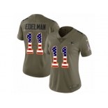 Women Nike New England Patriots #11 Julian Edelman Limited Olive USA Flag 2017 Salute to Service NFL Jersey