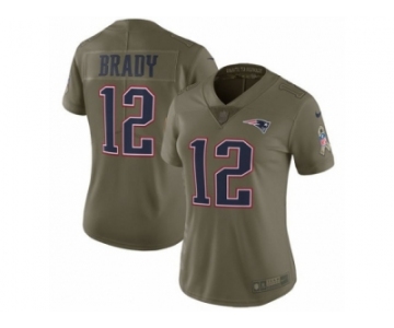 Women Nike New England Patriots #12 Tom Brady Limited Olive 2017 Salute to Service NFL Jersey