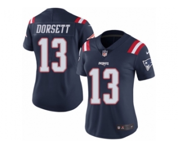 Women Nike New England Patriots #13 Phillip Dorsett Limited Navy Blue Rush Vapor Untouchable NFL Jersey