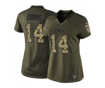 Women Nike New England Patriots #14 Brandin Cooks Green Stitched NFL Limited 2015 Salute to Service Jersey