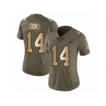 Women Nike New England Patriots #14 Brandin Cooks Limited Olive Gold 2017 Salute to Service NFL Jersey