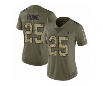 Women Nike New England Patriots #25 Eric Rowe Limited Olive Camo 2017 Salute to Service NFL Jersey