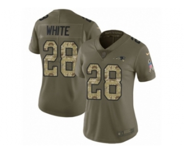 Women Nike New England Patriots #28 James White Limited Olive Camo 2017 Salute to Service NFL Jersey