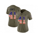 Women Nike New England Patriots #41 Cyrus Jones Limited Olive USA Flag 2017 Salute to Service NFL Jersey