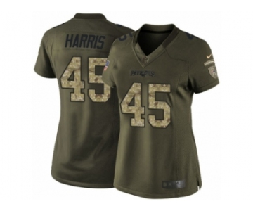 Women Nike New England Patriots #45 David Harris Limited Green Salute to Service NFL Jersey