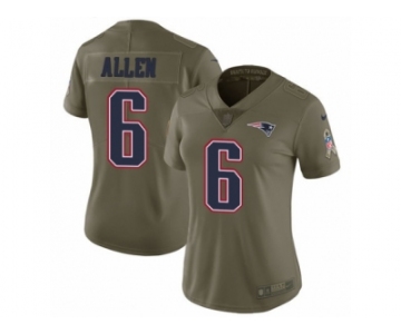 Women Nike New England Patriots #6 Ryan Allen Limited Olive 2017 Salute to Service NFL Jersey