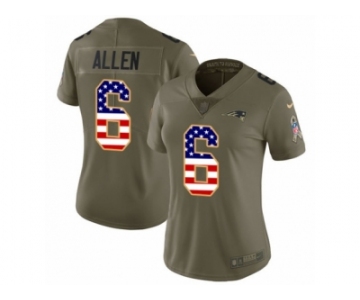 Women Nike New England Patriots #6 Ryan Allen Limited Olive USA Flag 2017 Salute to Service NFL Jersey