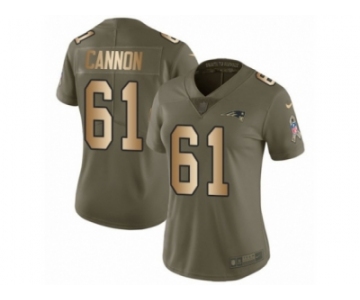 Women Nike New England Patriots #61 Marcus Cannon Limited Olive Gold 2017 Salute to Service NFL Jersey