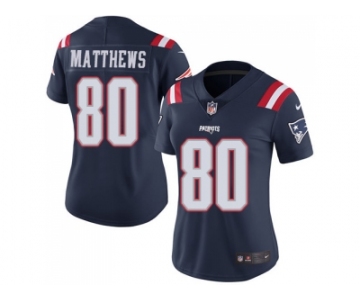 Women Nike New England Patriots #80 Jordan Matthews Navy Blue Stitched NFL Limited Rush Jersey