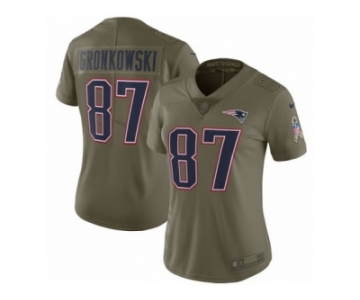 Women Nike New England Patriots #87 Rob Gronkowski Limited Olive 2017 Salute to Service NFL Jersey