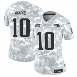 Women's New England Patriots #10 Drake Maye 2024 F.U.S.E Arctic Camo Salute To Service Limited Stitched Jersey