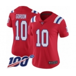 Women's New England Patriots #10 Josh Gordon Red Alternate Vapor Untouchable Limited Player 100th Season Football Jersey