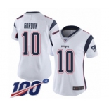 Women's New England Patriots #10 Josh Gordon White Vapor Untouchable Limited Player 100th Season Football Jersey