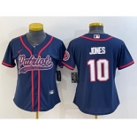 Women's New England Patriots #10 Mac Jones Navy With Patch Cool Base Stitched Baseball Jersey