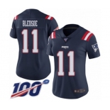 Women's New England Patriots #11 Drew Bledsoe Limited Navy Blue Rush Vapor Untouchable 100th Season Football Jersey