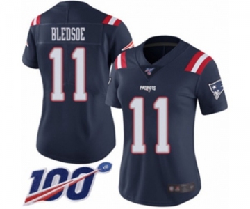 Women's New England Patriots #11 Drew Bledsoe Limited Navy Blue Rush Vapor Untouchable 100th Season Football Jersey