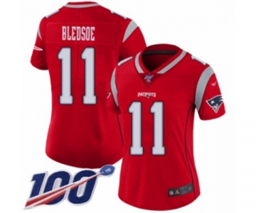 Women's New England Patriots #11 Drew Bledsoe Limited Red Inverted Legend 100th Season Football Jersey