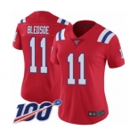 Women's New England Patriots #11 Drew Bledsoe Red Alternate Vapor Untouchable Limited Player 100th Season Football Jersey