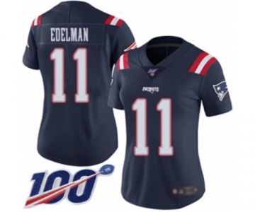 Women's New England Patriots #11 Julian Edelman Limited Navy Blue Rush Vapor Untouchable 100th Season Football Jersey